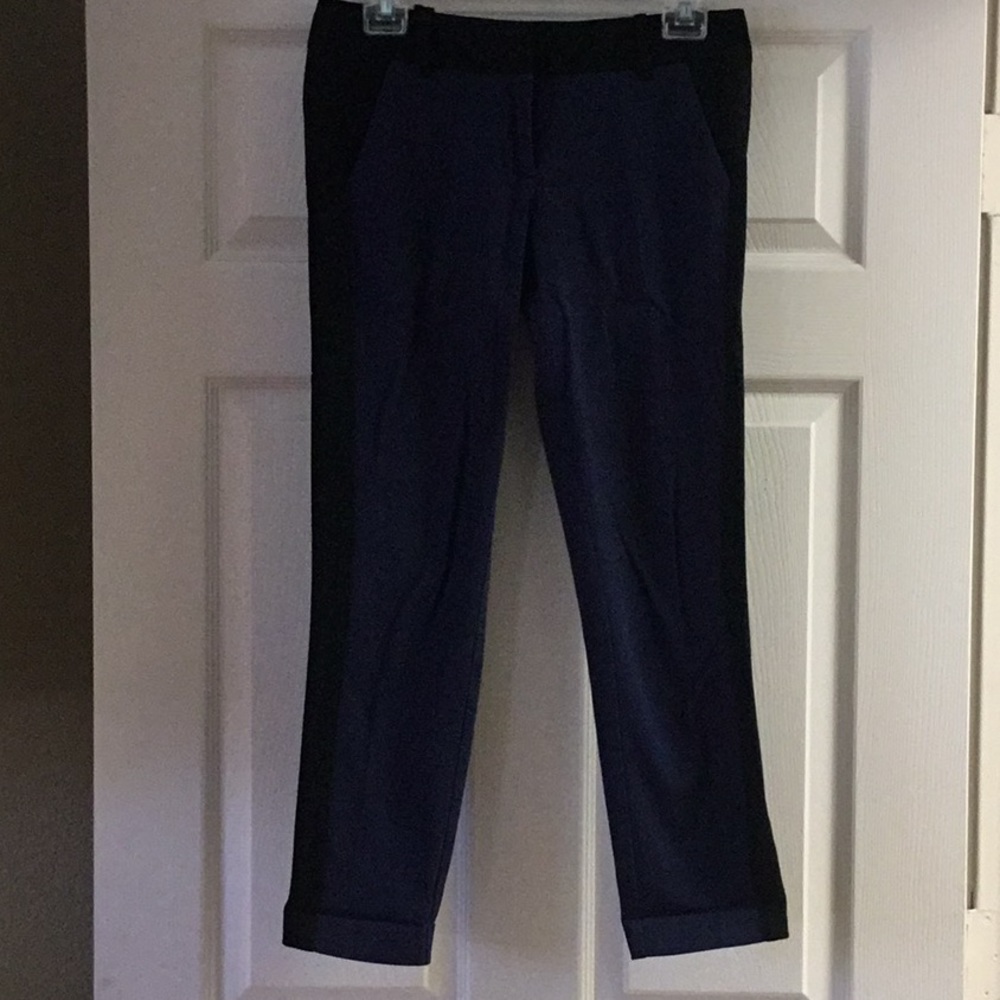 Navy Blue and Black Stretch Ankle Pants
